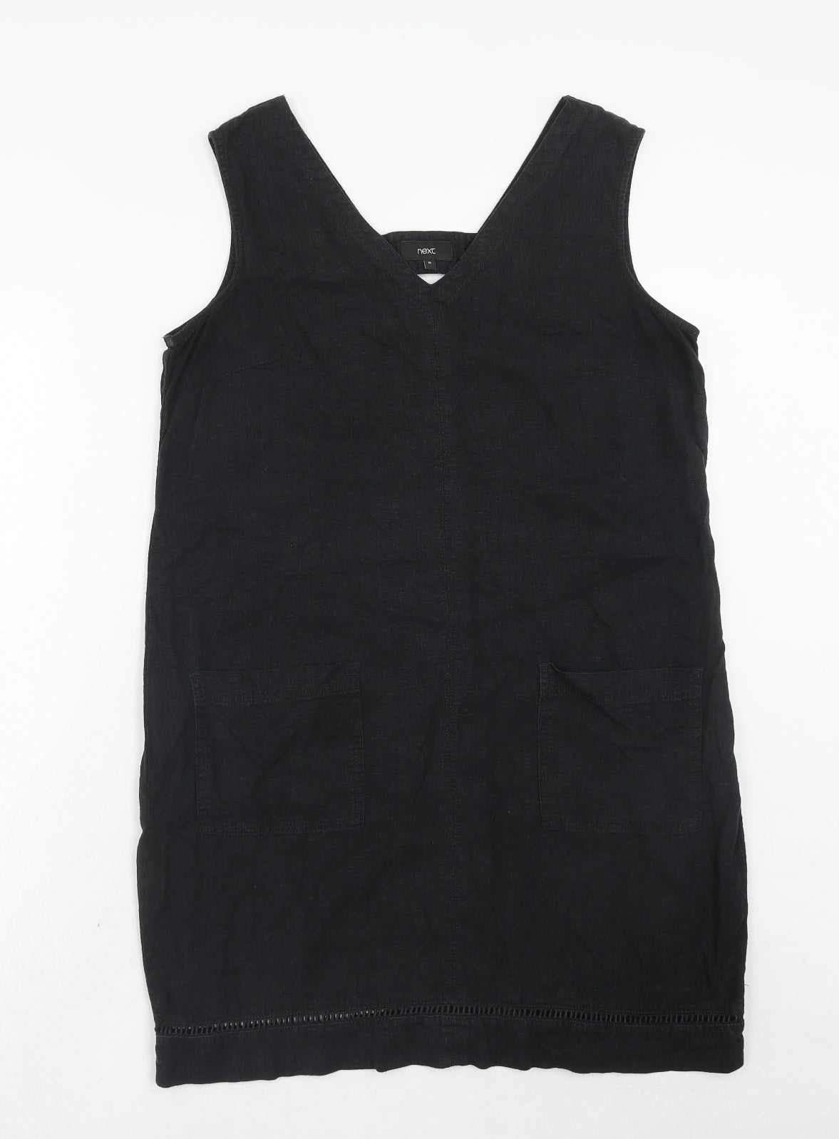 NEXT Womens Black Linen A-Line Size 14 V-Neck Pullover