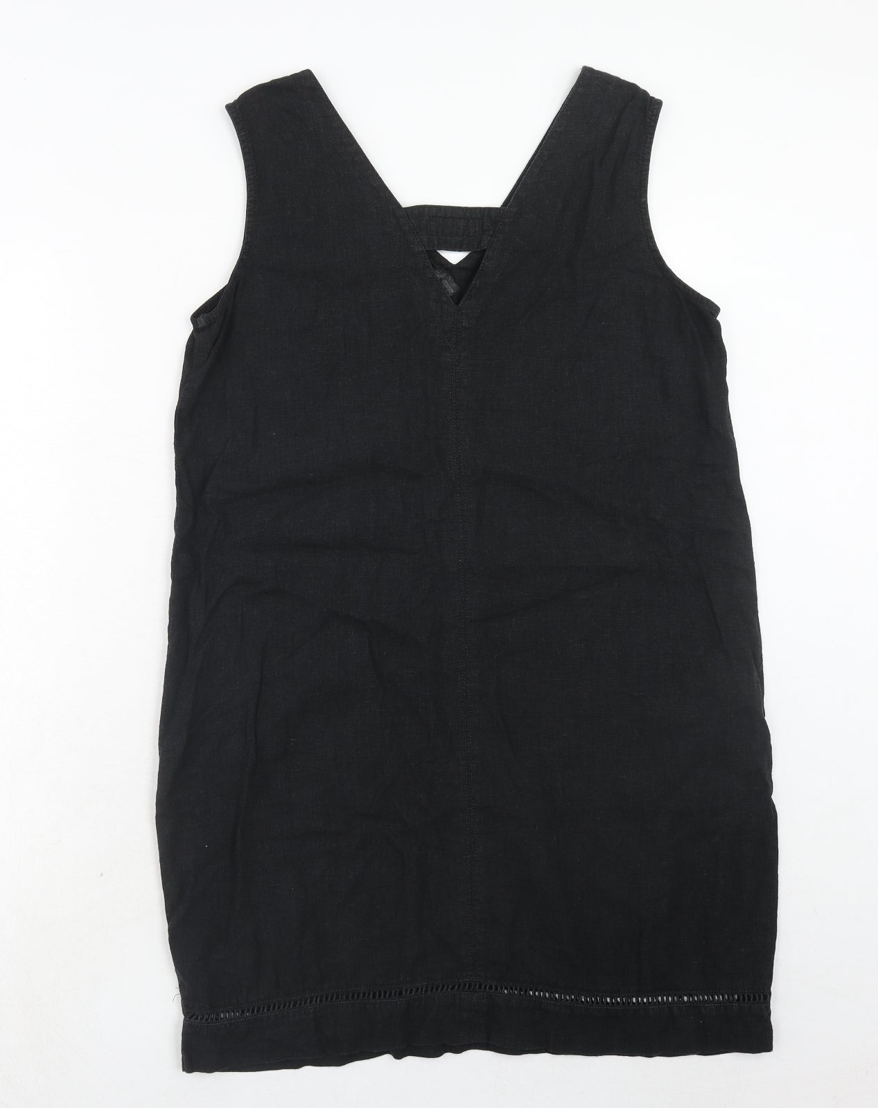 NEXT Womens Black Linen A-Line Size 14 V-Neck Pullover