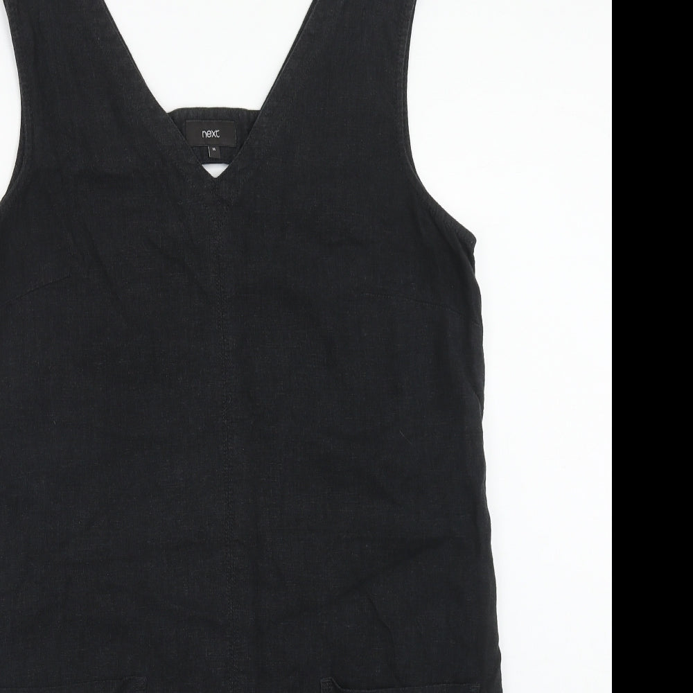 NEXT Womens Black Linen A-Line Size 14 V-Neck Pullover