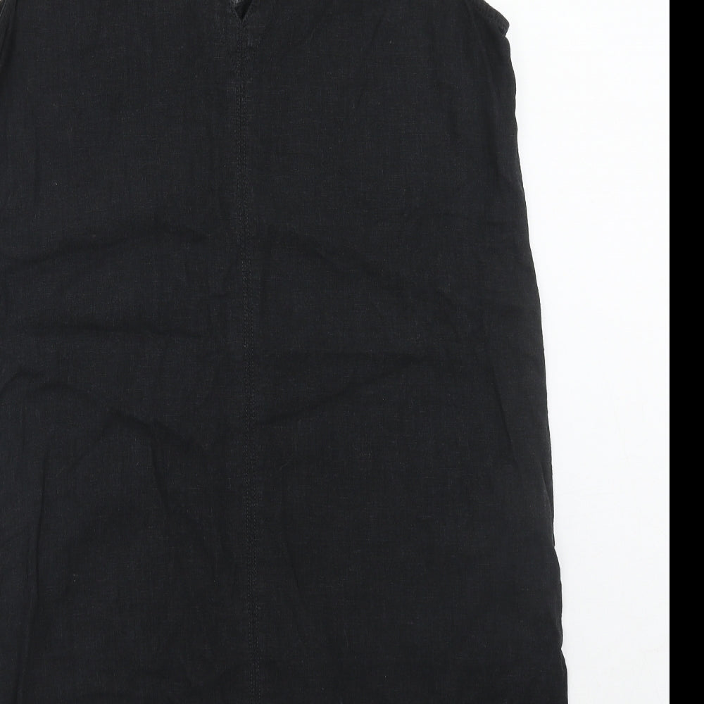NEXT Womens Black Linen A-Line Size 14 V-Neck Pullover