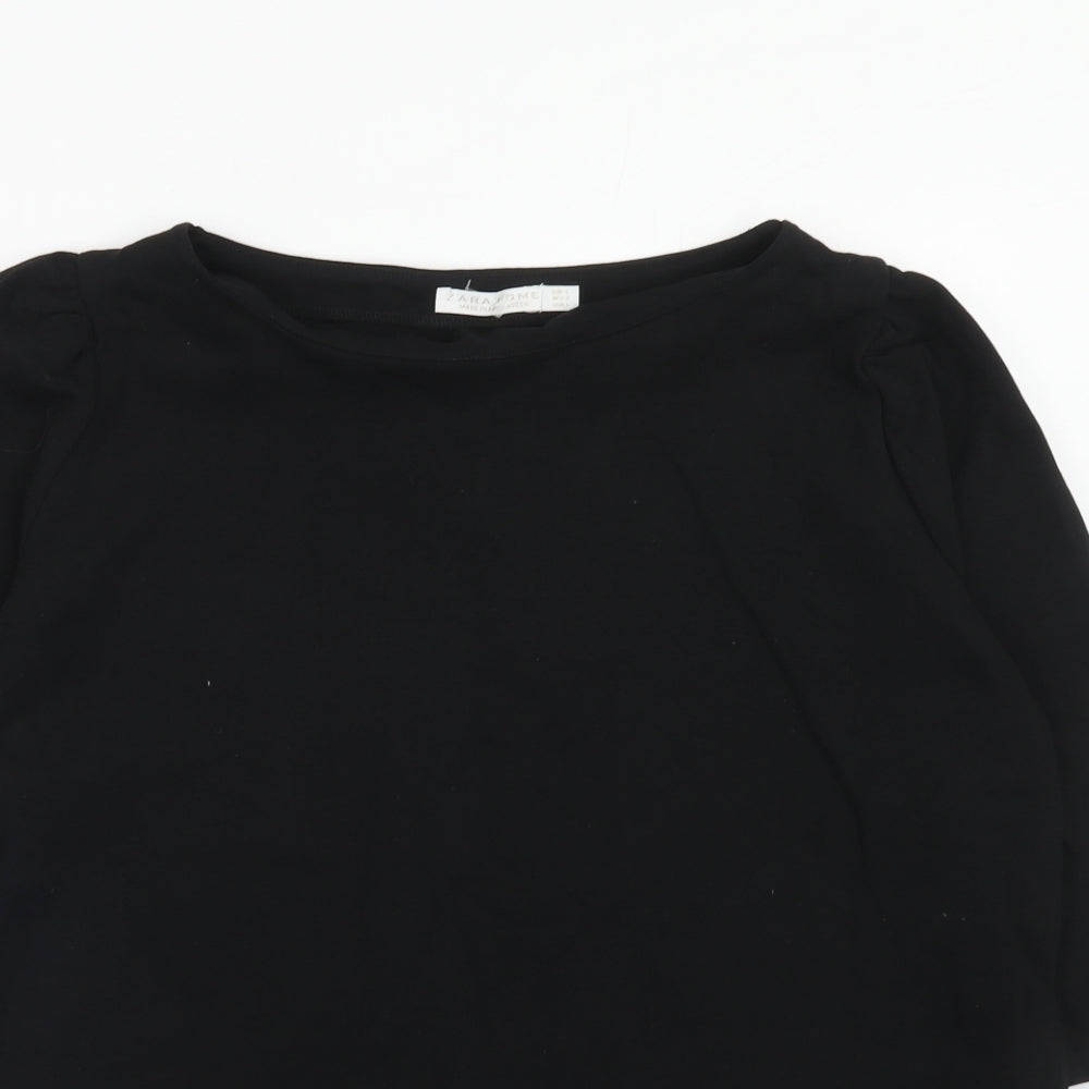Zara Womens Black Cotton Pullover Sweatshirt Size L Pullover