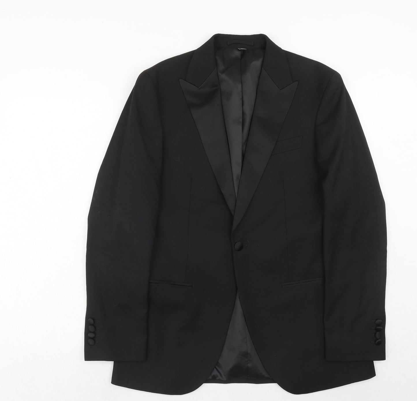 Marks and Spencer Mens Black Polyester Tuxedo Suit Jacket Size 38 Regular