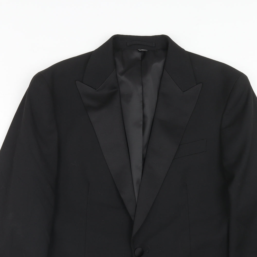 Marks and Spencer Mens Black Polyester Tuxedo Suit Jacket Size 38 Regular