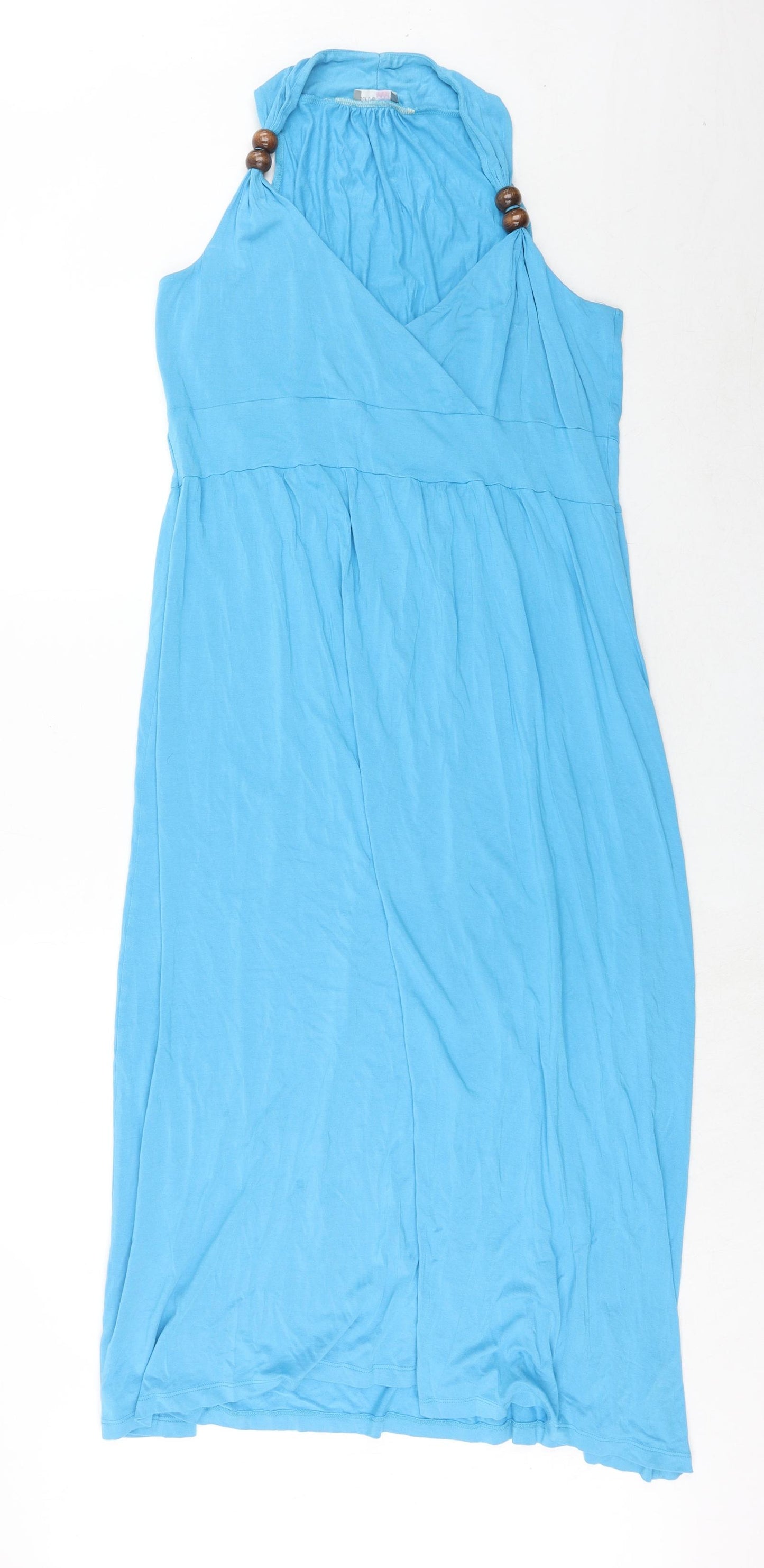 Per Una Womens Blue Viscose Maxi Size 18 V-Neck Pullover