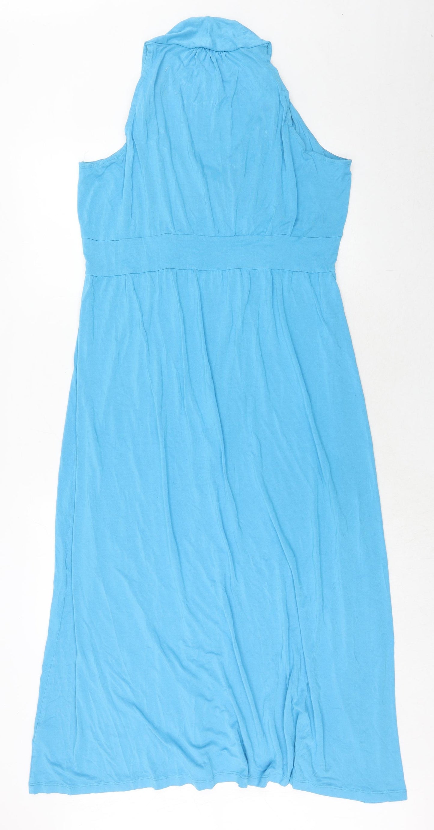 Per Una Womens Blue Viscose Maxi Size 18 V-Neck Pullover