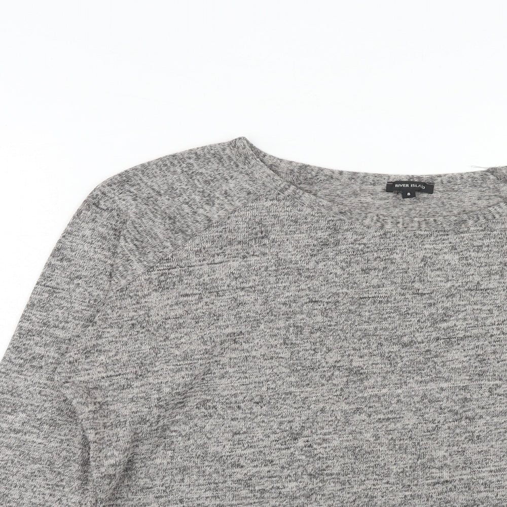 River Island Womens Grey Round Neck Polyester Pullover Jumper Size 8