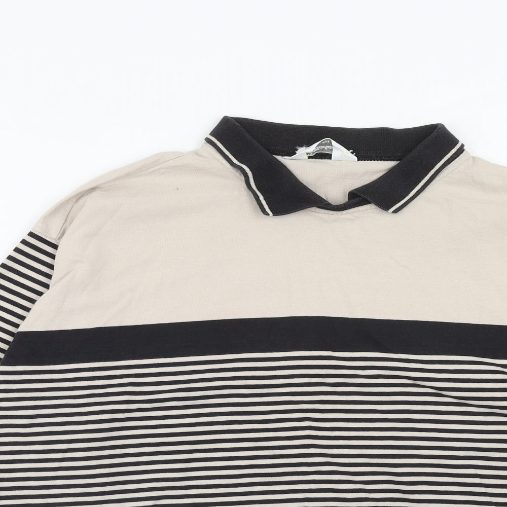 St Michael Womens Beige Striped Cotton Pullover Sweatshirt Size 14 Pullover - Size 14-16