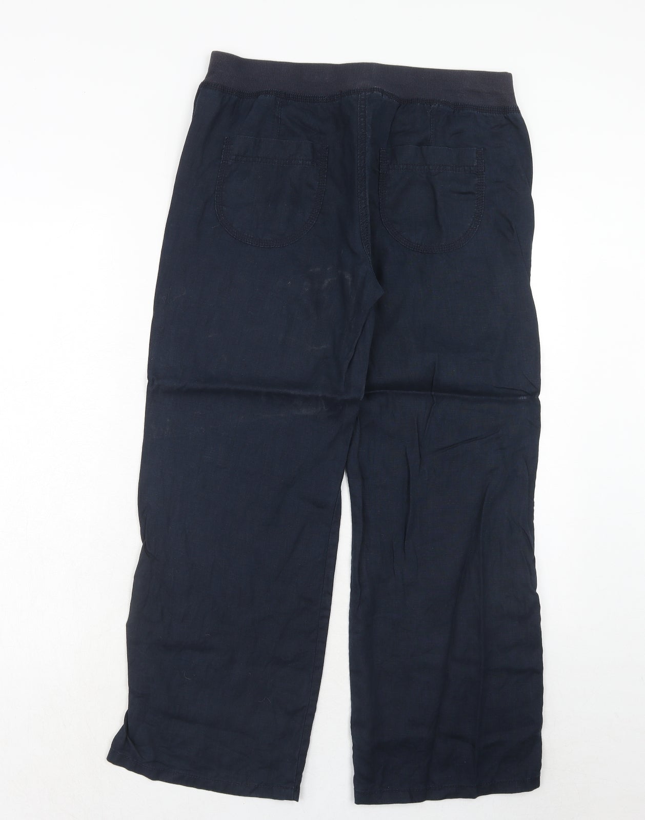 Marks and Spencer Womens Blue Cotton Trousers Size 12 Regular Drawstring