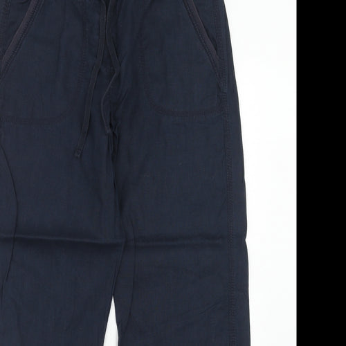 Marks and Spencer Womens Blue Cotton Trousers Size 12 Regular Drawstring