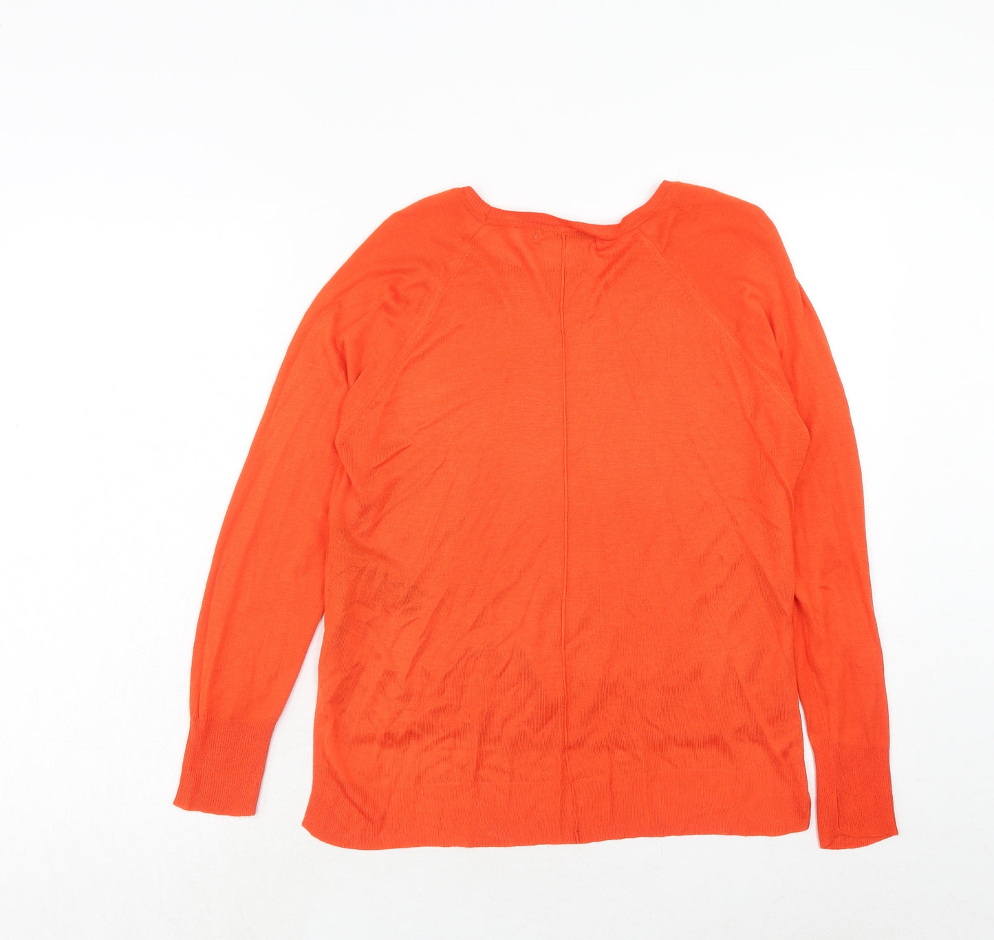 Zara Womens Orange Round Neck Acrylic Pullover Jumper Size M