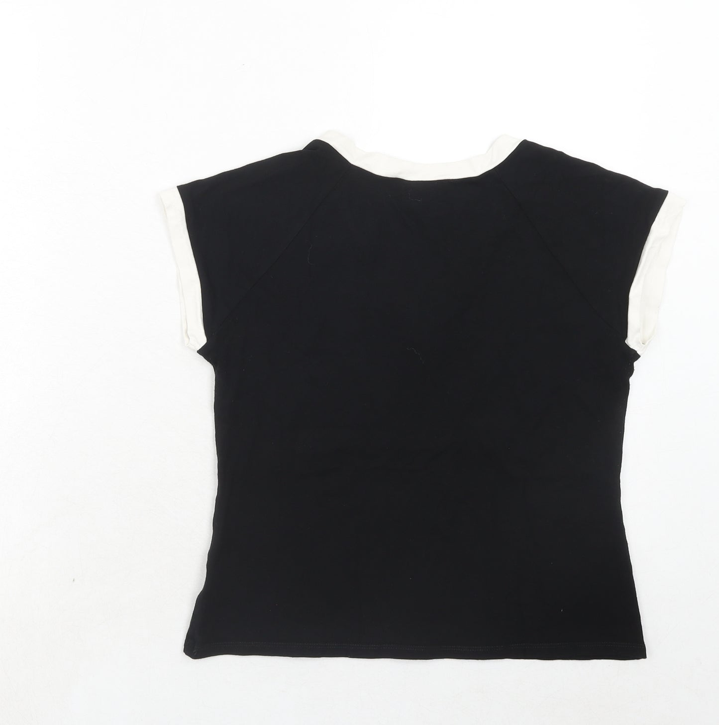 NEXT Womens Black Viscose Basic T-Shirt Size 14 V-Neck