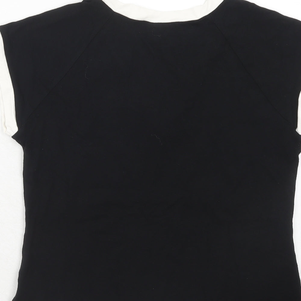 NEXT Womens Black Viscose Basic T-Shirt Size 14 V-Neck