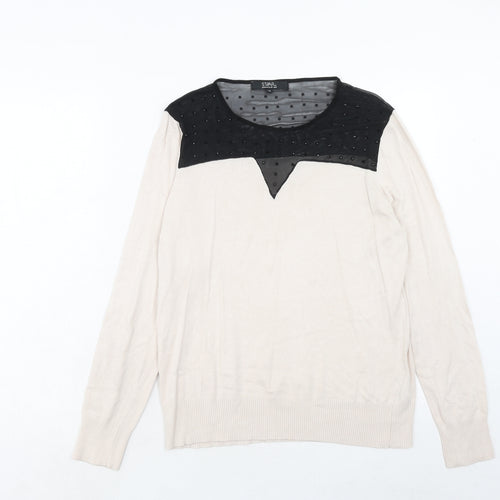 Debenhams Womens Beige Round Neck Viscose Pullover Jumper Size 18