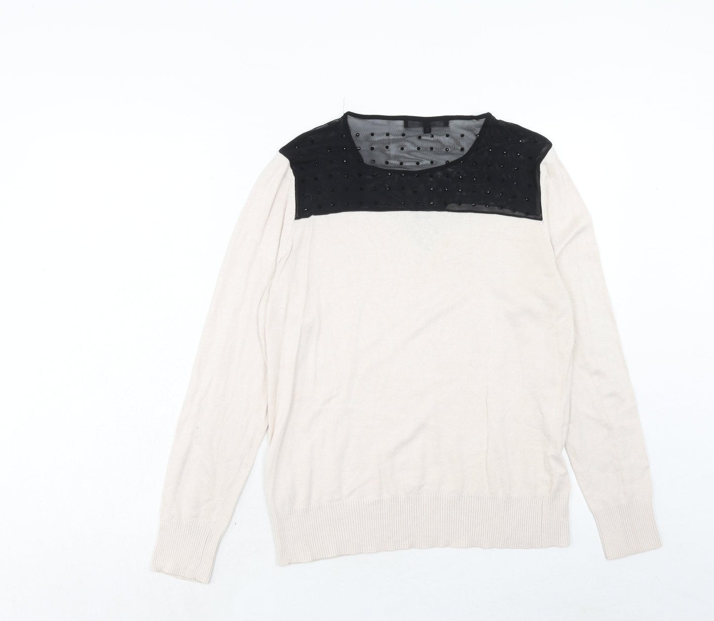 Debenhams Womens Beige Round Neck Viscose Pullover Jumper Size 18