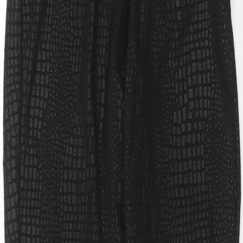 PRETTYLITTLETHING Womens Black Animal Print Polyester Trousers Size 8 Regular - Snakeskin Pattern