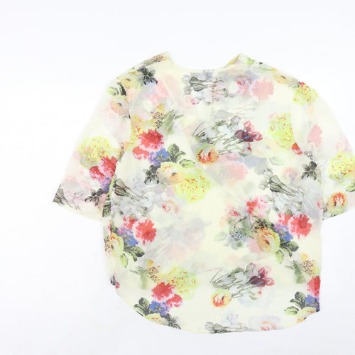 AX Paris Womens Yellow Floral Polyester Wrap Blouse Size 12 V-Neck