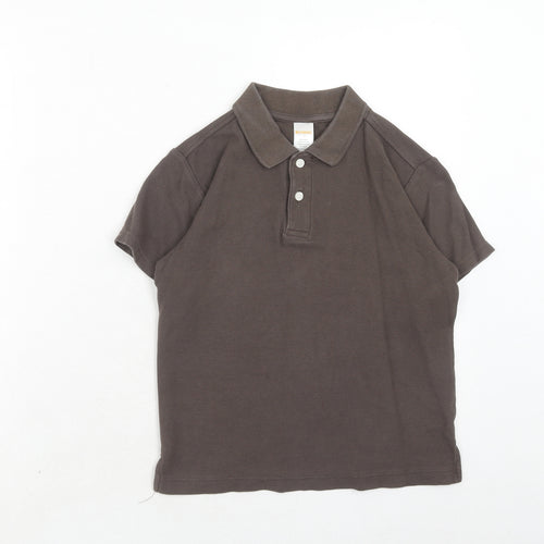 Gymboree Boys Brown Cotton Basic Polo Size 7 Years Collared Button