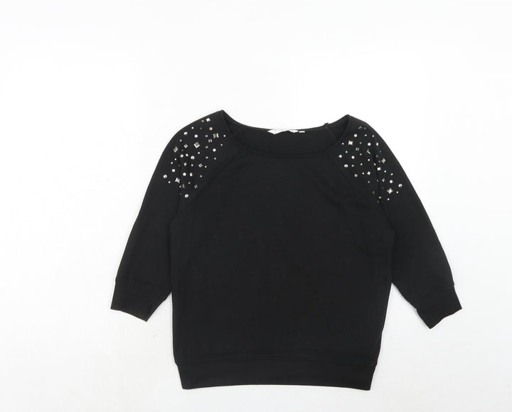 New Look Womens Black Cotton Pullover Sweatshirt Size 10 Pullover