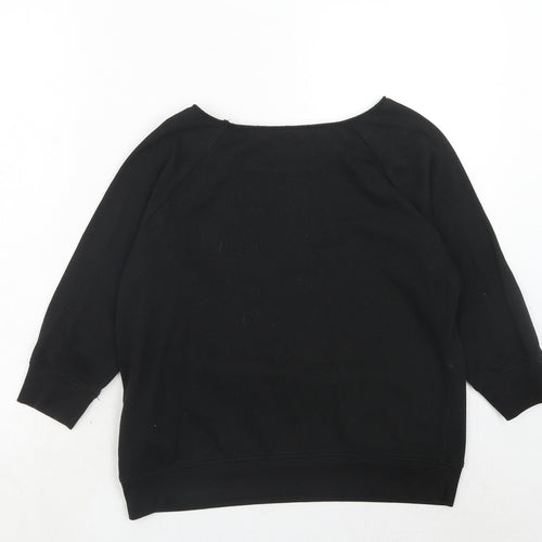 New Look Womens Black Cotton Pullover Sweatshirt Size 10 Pullover