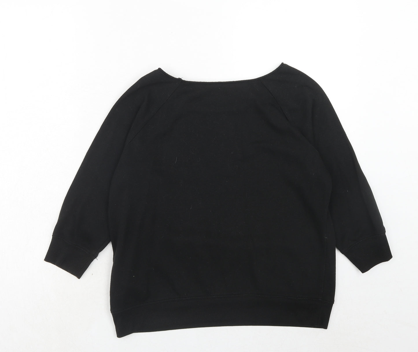New Look Womens Black Cotton Pullover Sweatshirt Size 10 Pullover