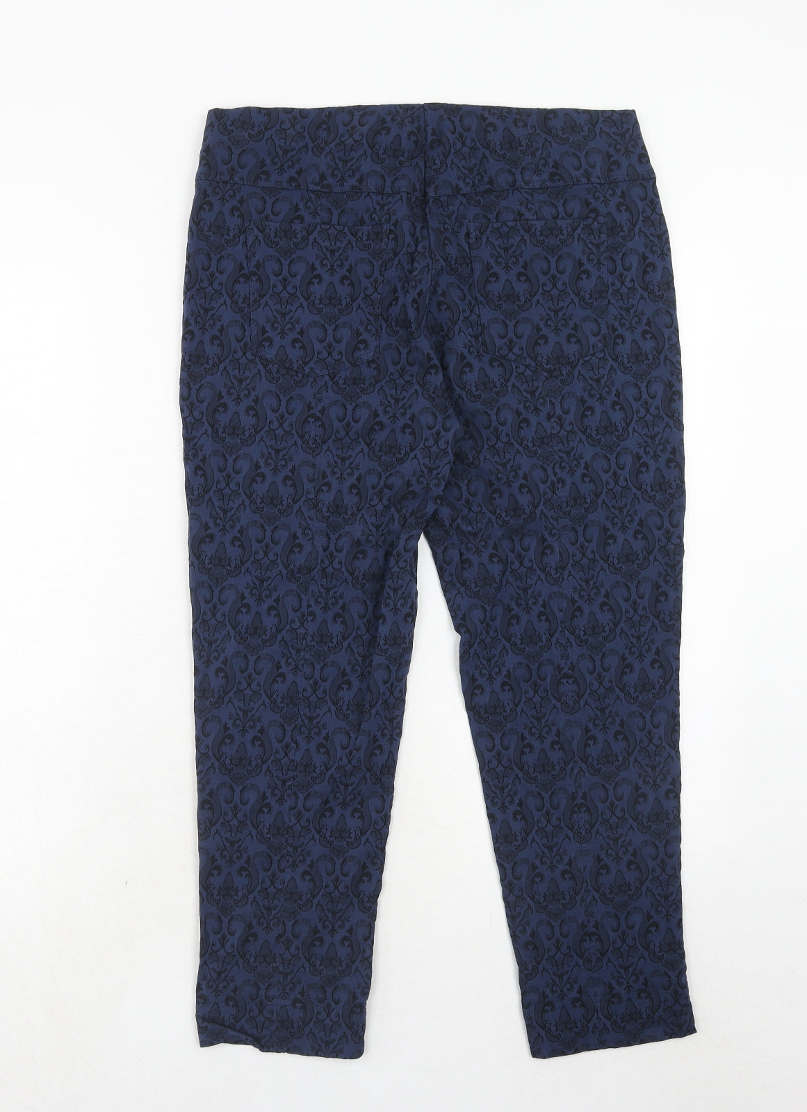 Cerulean Collection Womens Blue Geometric Viscose Trousers Size 16 Regular
