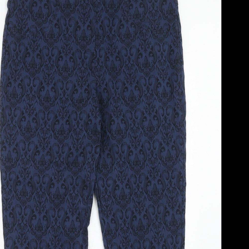 Cerulean Collection Womens Blue Geometric Viscose Trousers Size 16 Regular