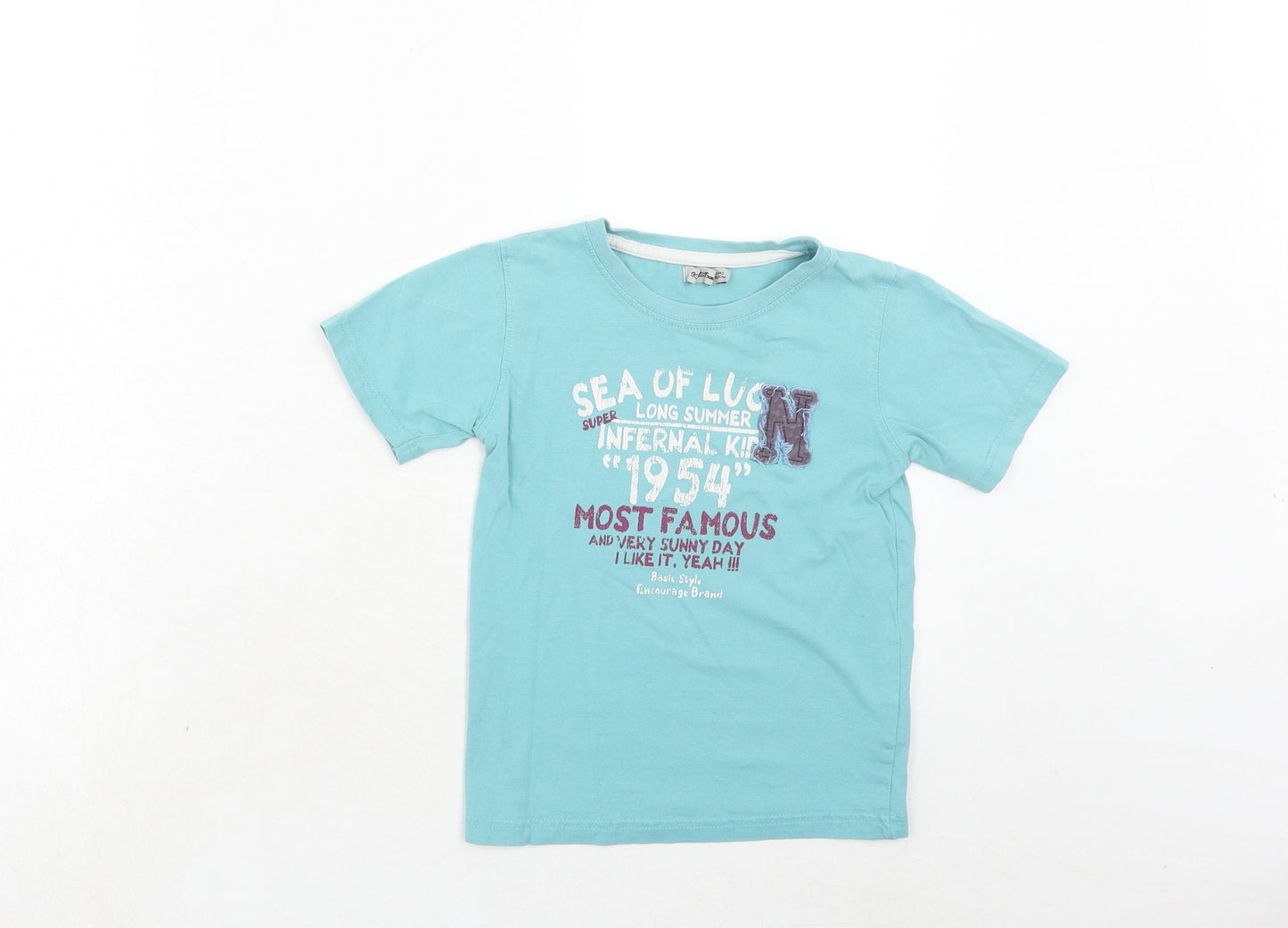 Tapealoell Boys Blue Cotton Pullover T-Shirt Size 5 Years Crew Neck Pullover