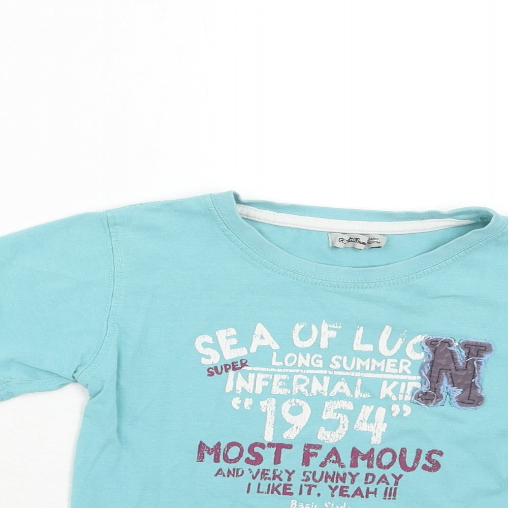Tapealoell Boys Blue Cotton Pullover T-Shirt Size 5 Years Crew Neck Pullover