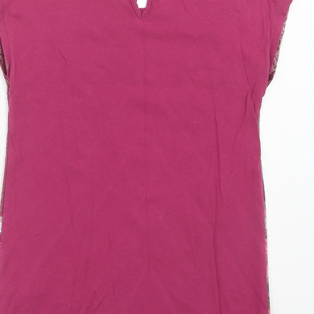 M&Co Girls Pink Geometric Cotton Basic Blouse Size 9-10 Years Round Neck Button - Butterfly Print