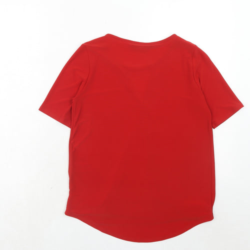 Dorothy Perkins Womens Red Polyester Basic Blouse Size 8 Boat Neck - Wrap Front Detail