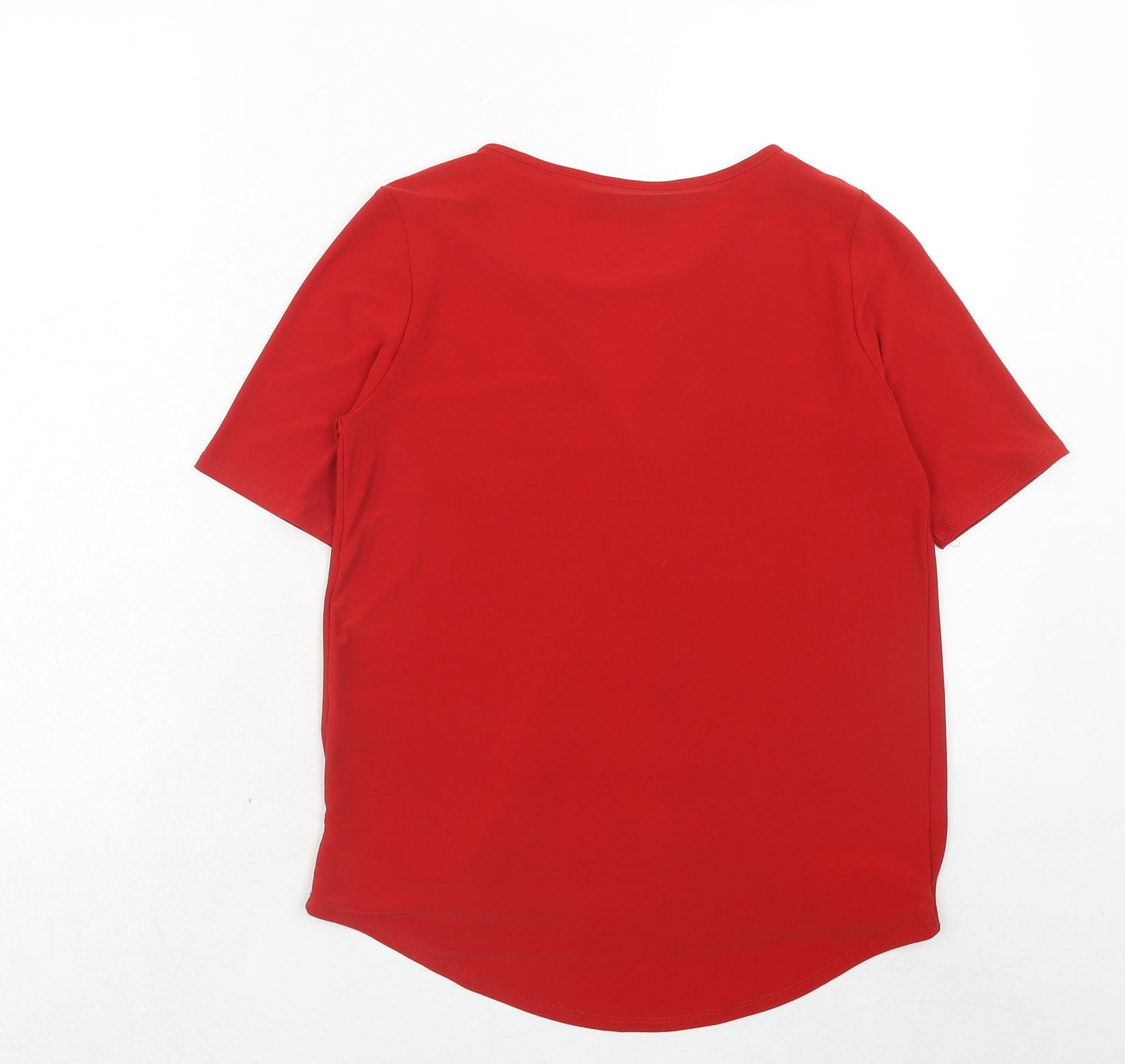 Dorothy Perkins Womens Red Polyester Basic Blouse Size 8 Boat Neck - Wrap Front Detail