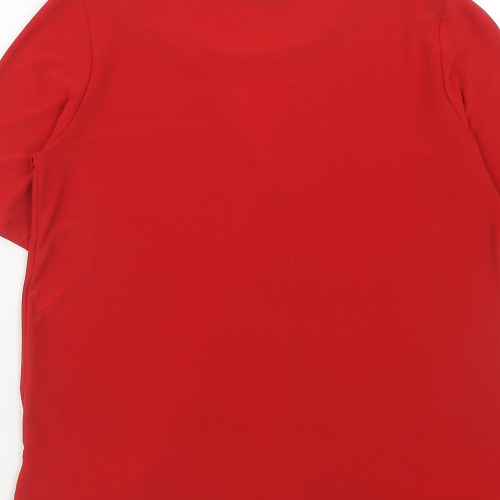 Dorothy Perkins Womens Red Polyester Basic Blouse Size 8 Boat Neck - Wrap Front Detail