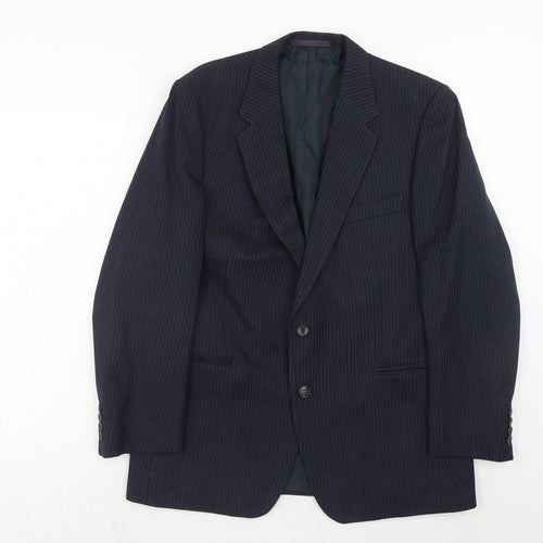 St.Michael Mens Blue Striped Polyester Jacket Suit Jacket Size 40 Regular