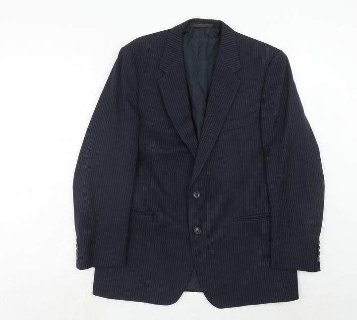 St.Michael Mens Blue Striped Polyester Jacket Suit Jacket Size 40 Regular