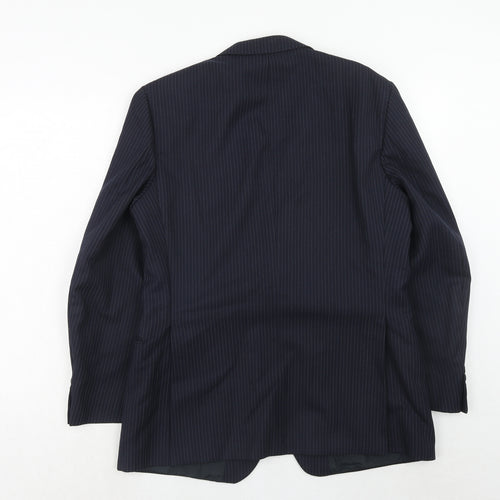 St.Michael Mens Blue Striped Polyester Jacket Suit Jacket Size 40 Regular