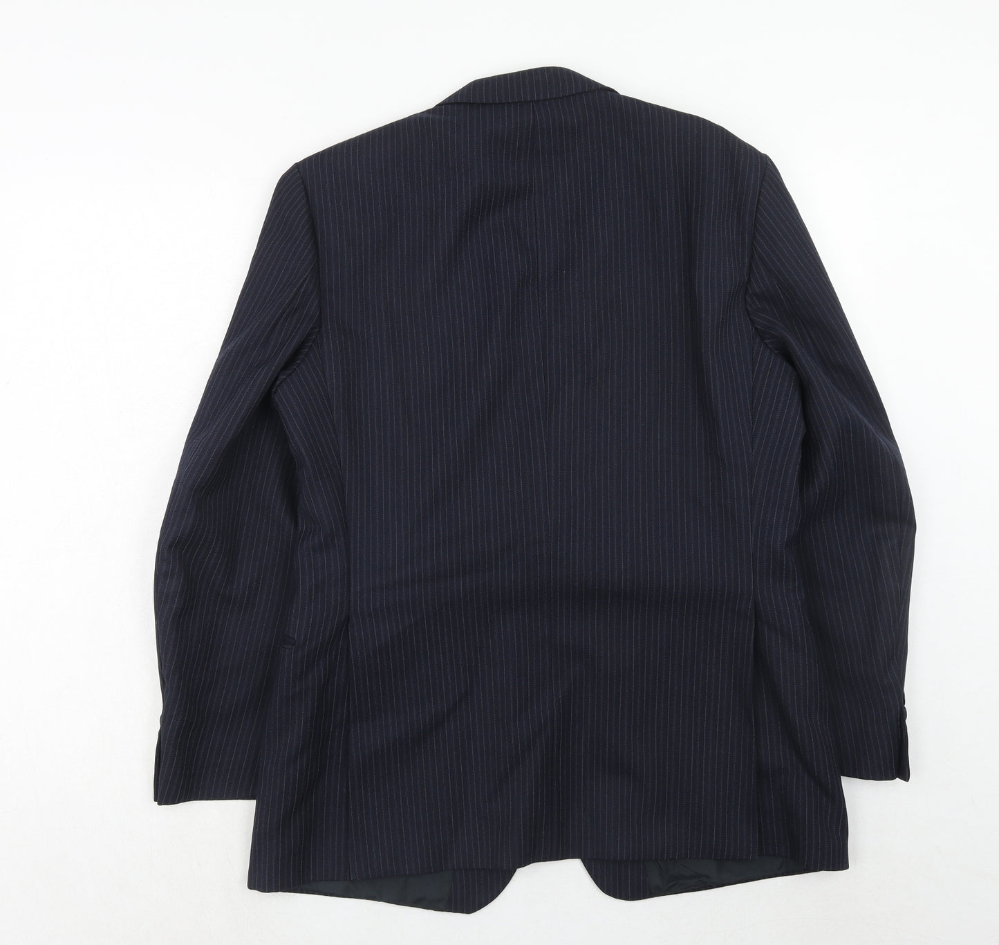 St.Michael Mens Blue Striped Polyester Jacket Suit Jacket Size 40 Regular