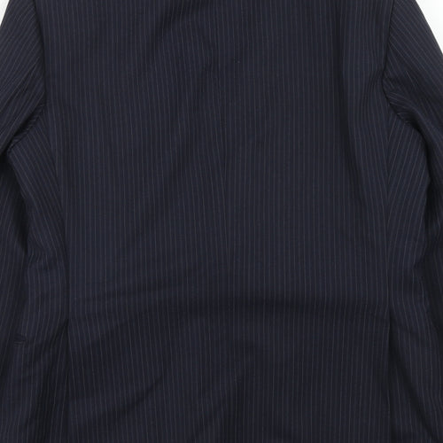 St.Michael Mens Blue Striped Polyester Jacket Suit Jacket Size 40 Regular