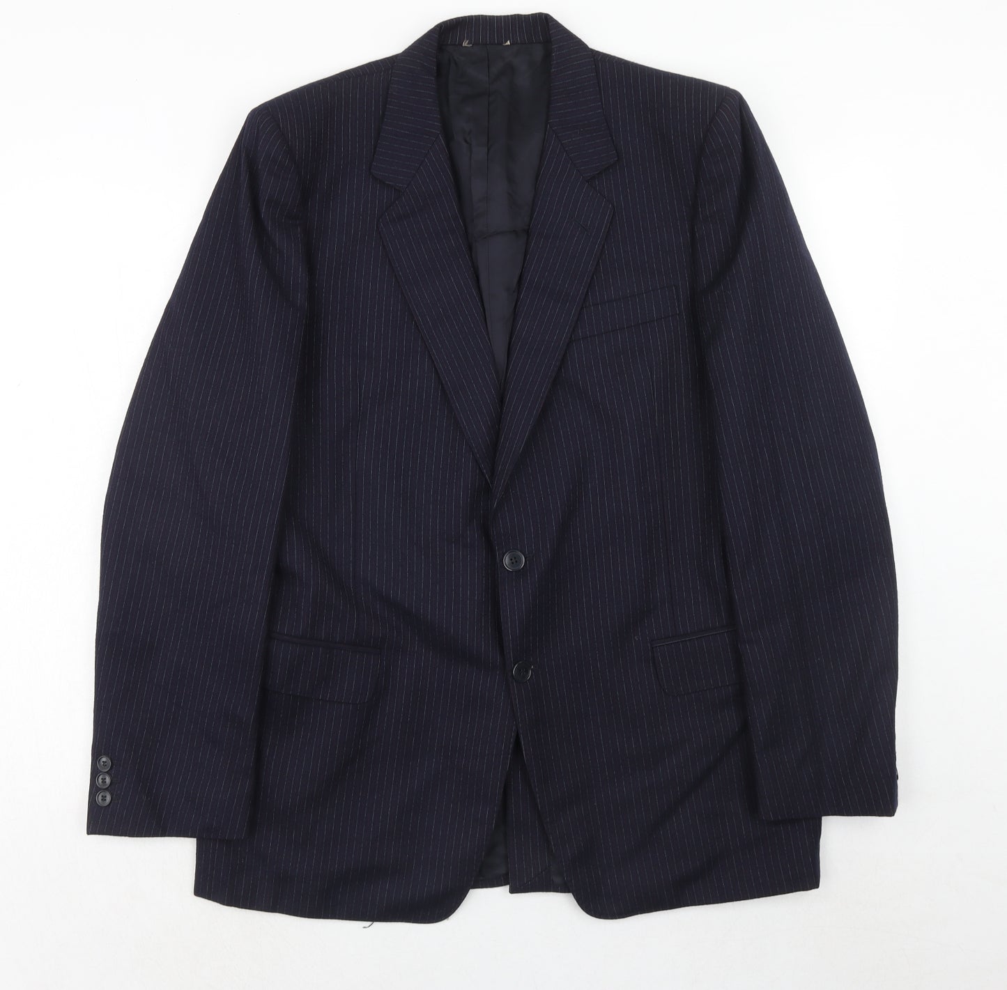 Ralph Aisend Mens Blue Striped Wool Jacket Suit Jacket Size 40 Regular
