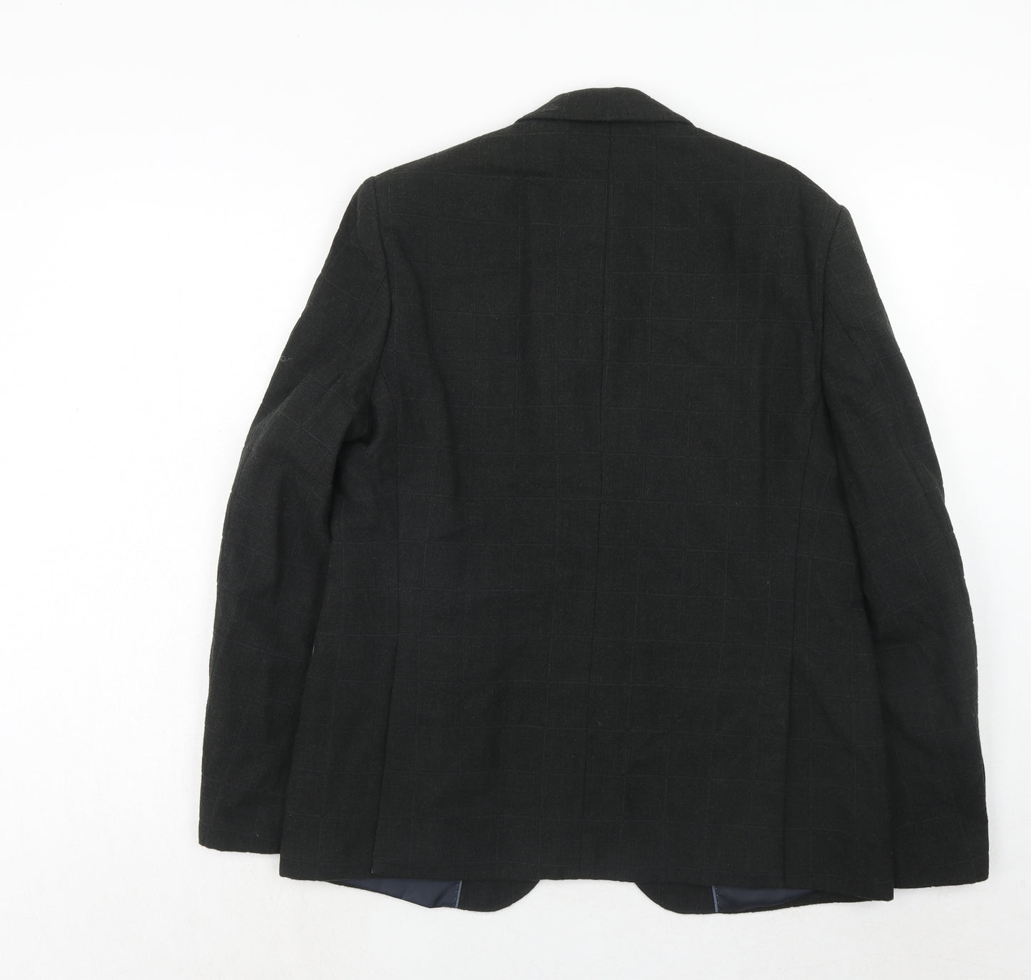 Marks and Spencer Mens Black Check Wool Jacket Blazer Size 40 Regular