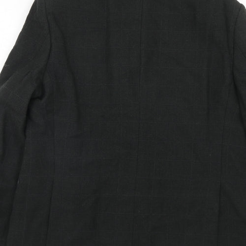 Marks and Spencer Mens Black Check Wool Jacket Blazer Size 40 Regular