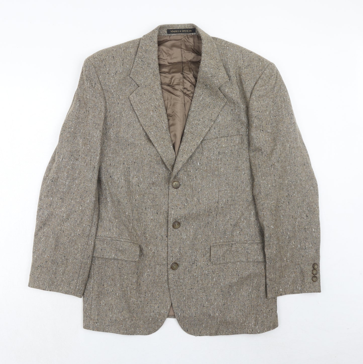 Marks and Spencer Mens Brown Wool Jacket Blazer Size 40 Regular