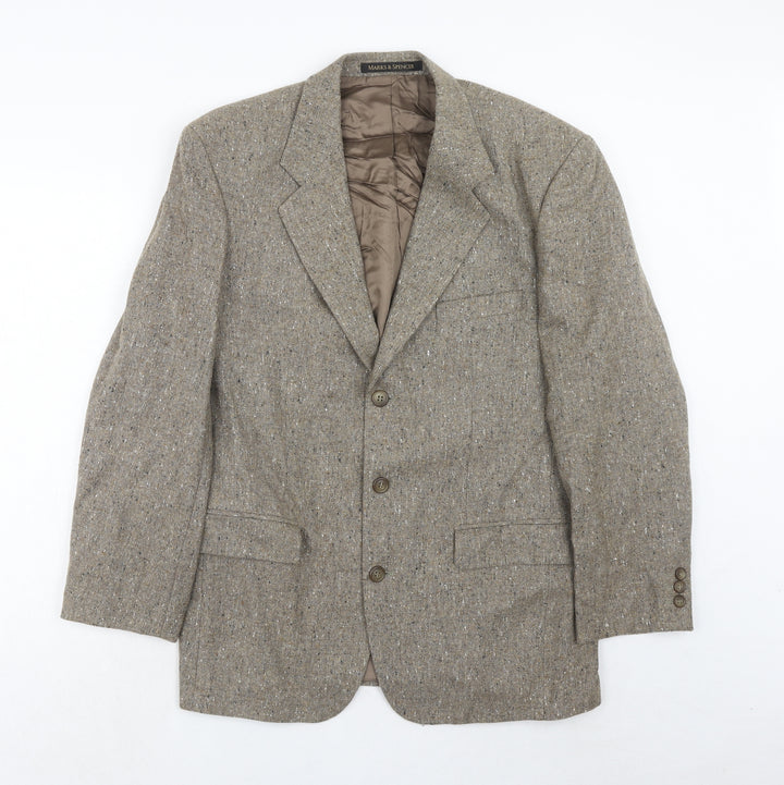 Marks and Spencer Mens Brown Wool Jacket Blazer Size 40 Regular