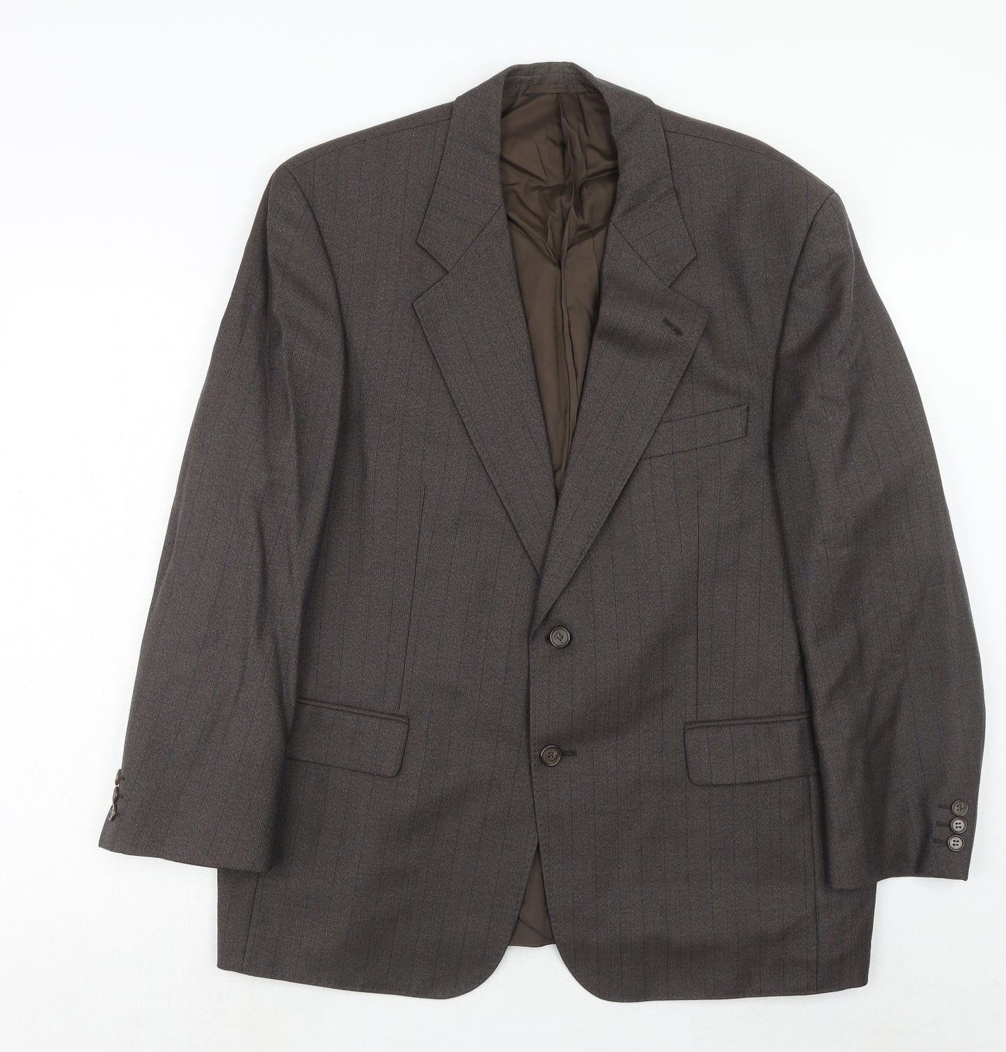 Wellington Mens Brown Striped Wool Jacket Suit Jacket Size 44 Regular