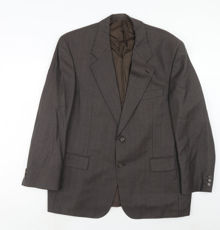 Wellington Mens Brown Striped Wool Jacket Suit Jacket Size 44 Regular