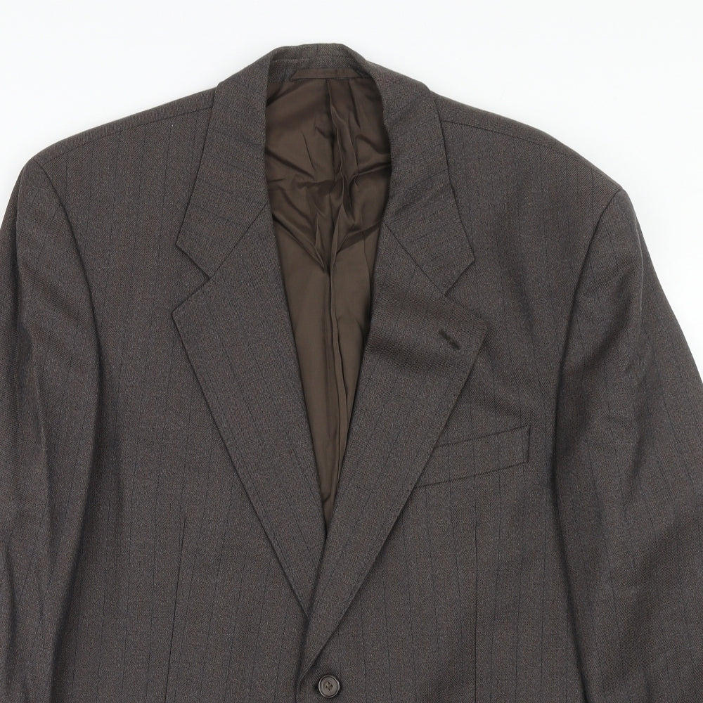 Wellington Mens Brown Striped Wool Jacket Suit Jacket Size 44 Regular