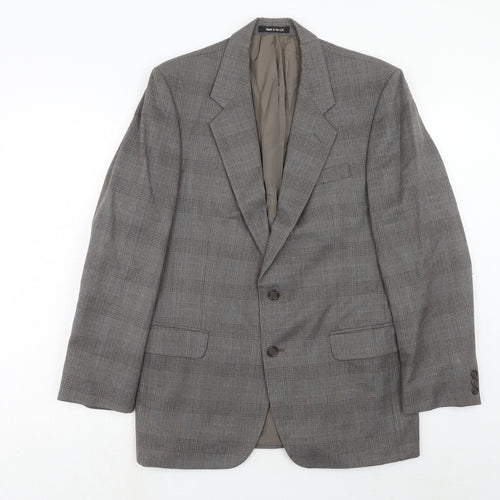 Marks and Spencer Mens Grey Plaid Wool Jacket Suit Jacket Size 40 Regular
