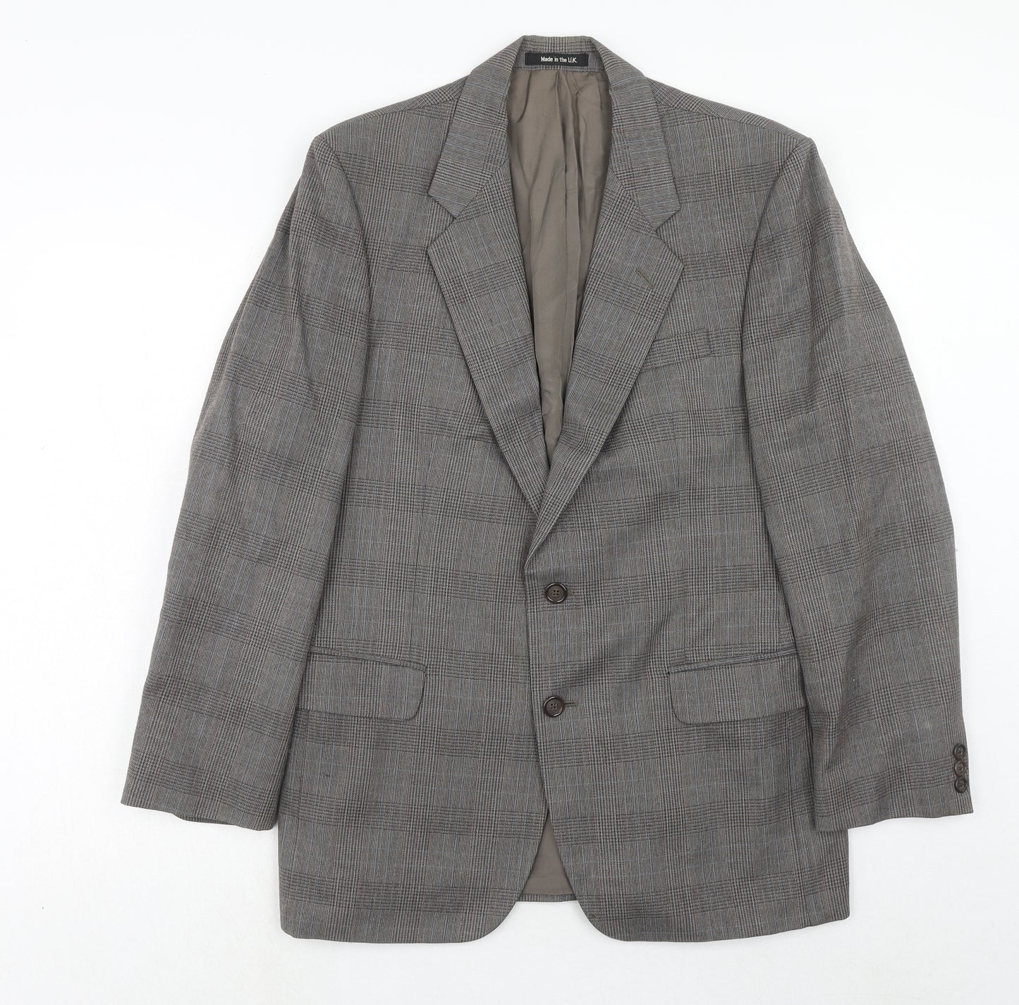 Marks and Spencer Mens Grey Plaid Wool Jacket Suit Jacket Size 40 Regular