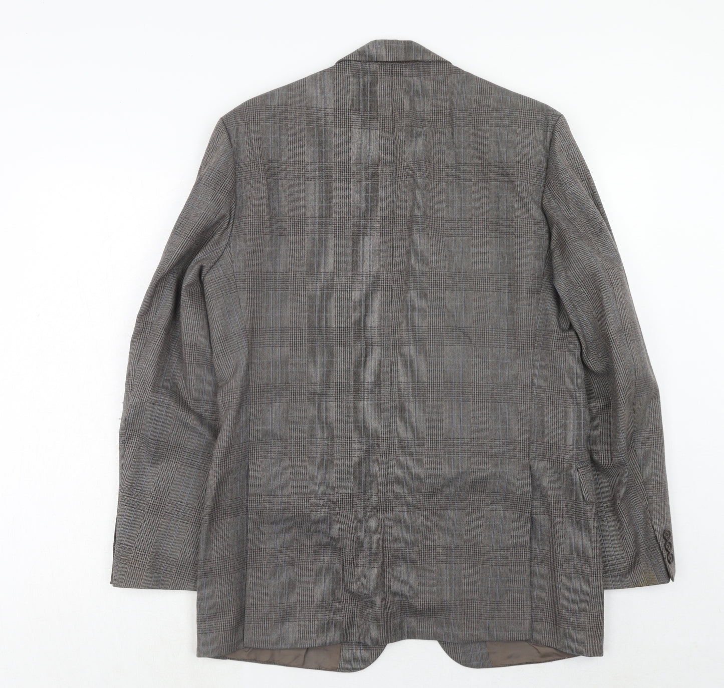 Marks and Spencer Mens Grey Plaid Wool Jacket Suit Jacket Size 40 Regular