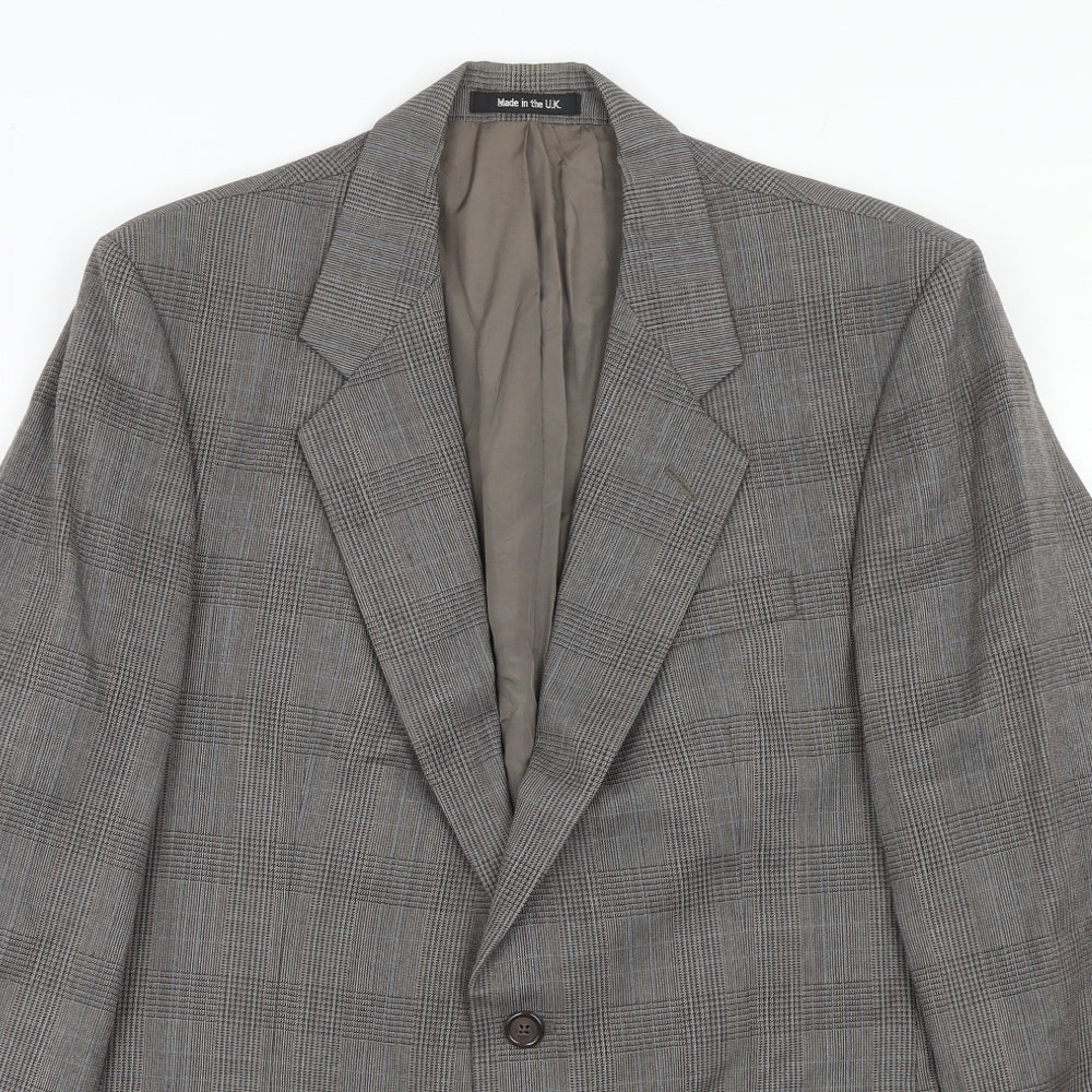 Marks and Spencer Mens Grey Plaid Wool Jacket Suit Jacket Size 40 Regular