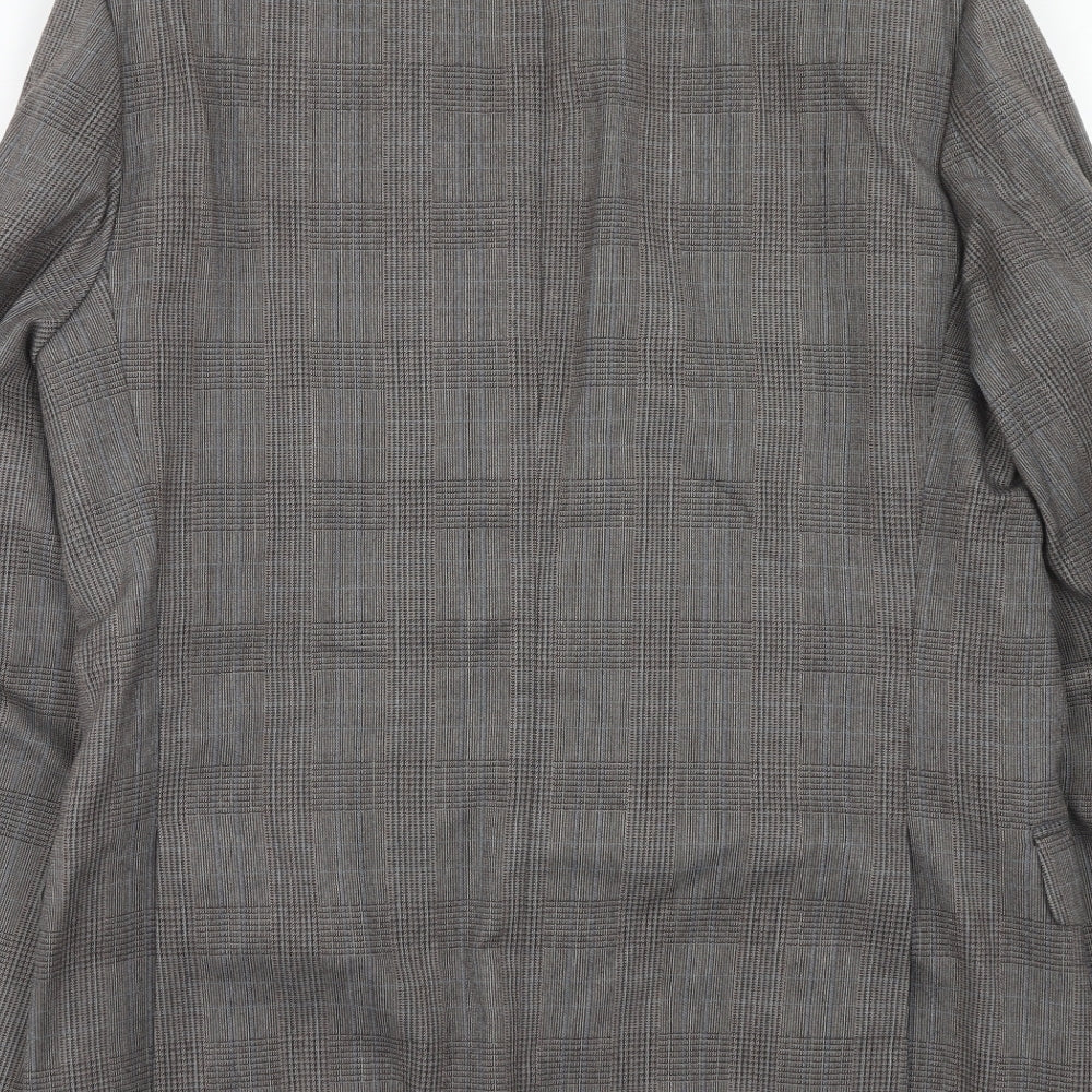 Marks and Spencer Mens Grey Plaid Wool Jacket Suit Jacket Size 40 Regular